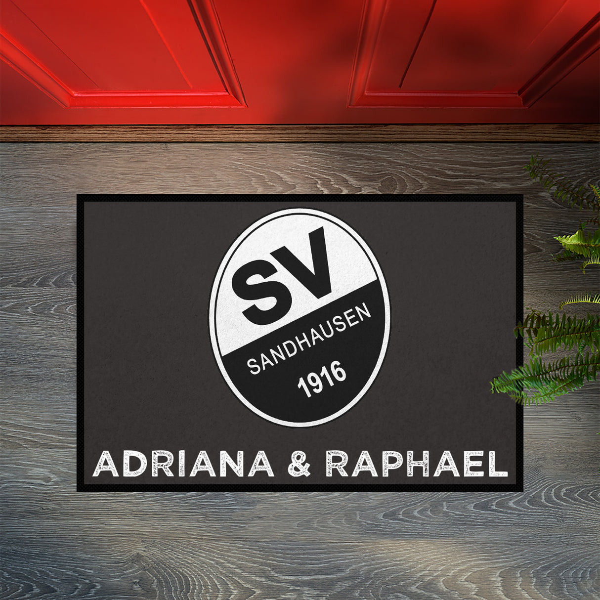 Fußmatte SVS-FANMATTE - Design "Logo mit Name" - personalisierbar | Schiefer/Weiß