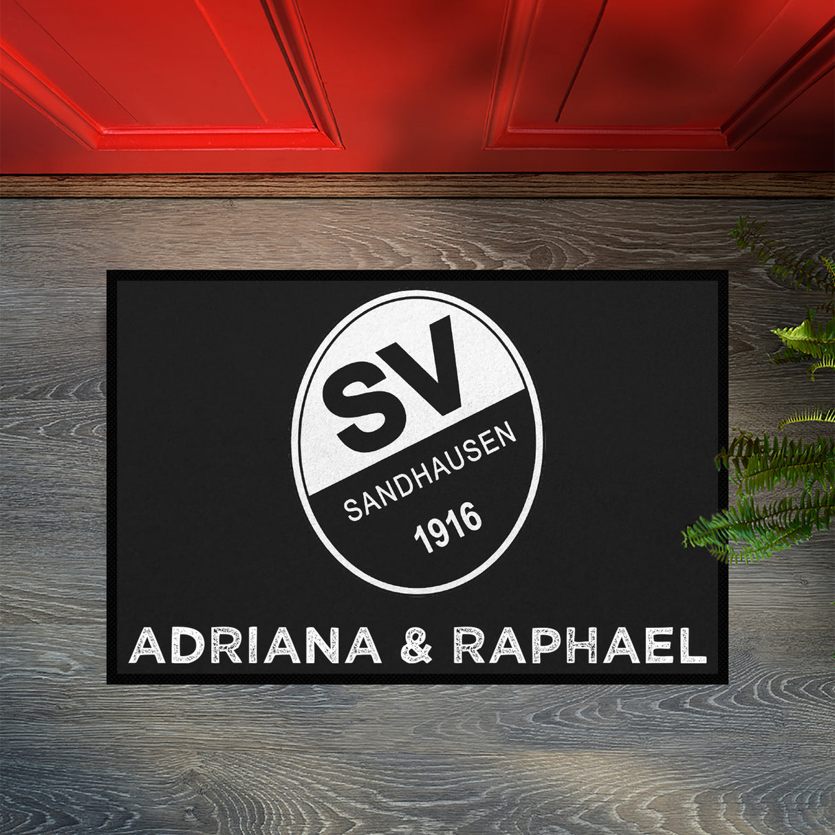 Fußmatte SVS-FANMATTE - Design "Logo mit Name" - personalisierbar | Schwarz/Weiß