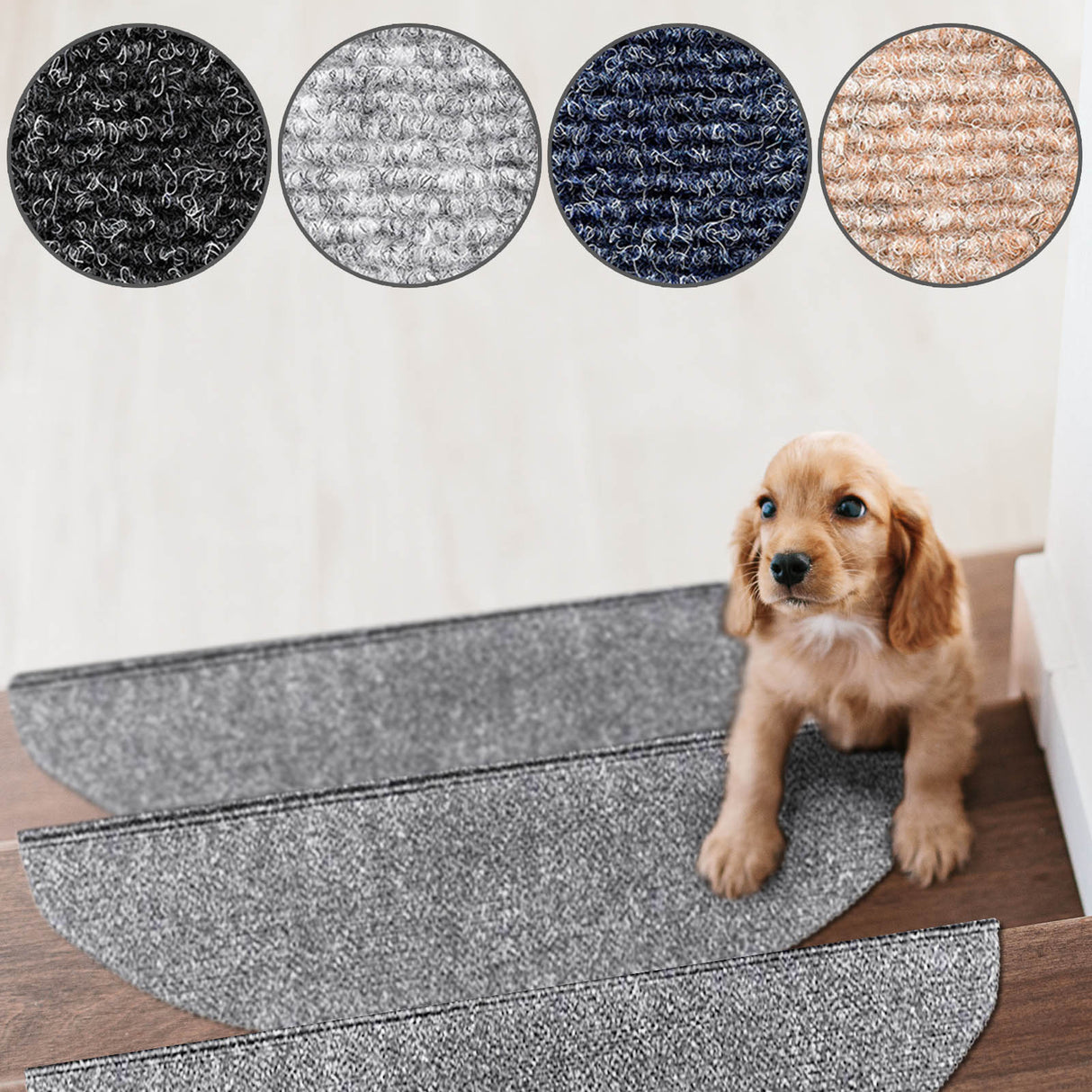 Stufenmatten REESE - robuste Textilfaser - Halbrund | Grau