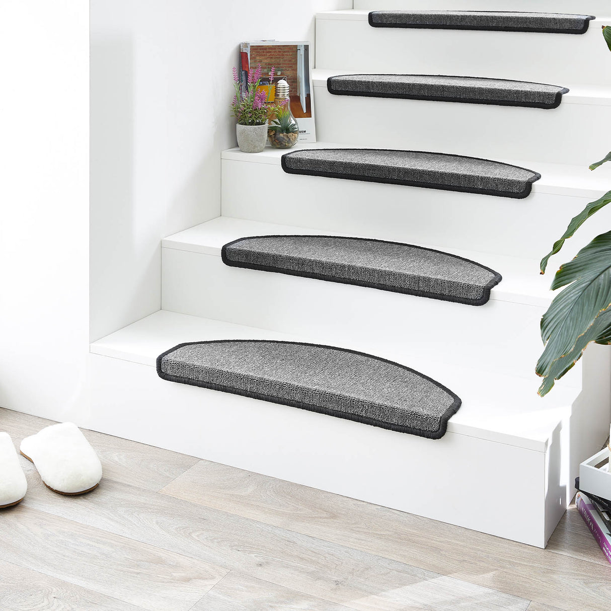 Stufenmatten Flachgewebe - 65x23,5 cm - Halbrund | Anthrazit