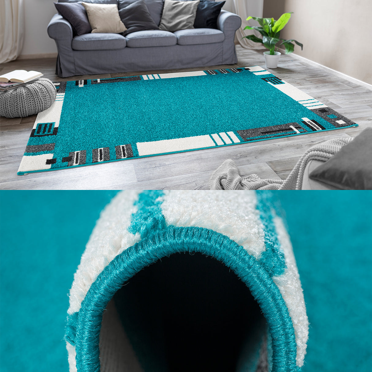 Tapis MAVI à bordure - motif moderne - disponible en 5 tailles