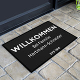 Fußmatte SVS-FANMATTE - Design "Willkommen bei Familie XY" - personalisierbar | Schwarz/Weiß