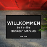Fußmatte SVS-FANMATTE - Design "Willkommen bei Familie XY" - personalisierbar | Schwarz/Weiß